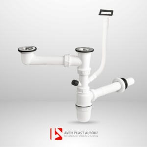 سیفون دولگنه ظرفشویی با سرریز و خروجی لباسشویی